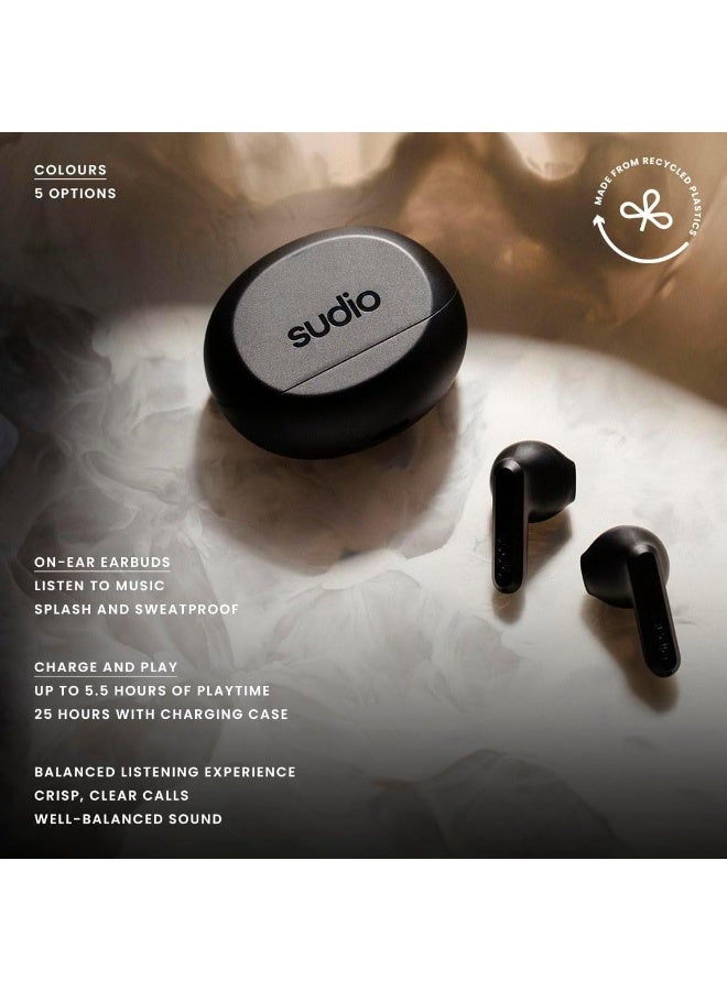 Sudio A3 All-Day Wireless Earbuds – 25H Playtime, Bluetooth 5.4, Sweat & Splashproof, Balanced Sound, Clear Calls with Enhanced Mics, USB-C Charging - Image 3